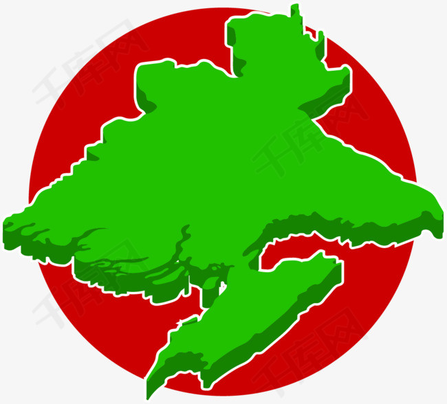 红色背景矢量卡通风格地图