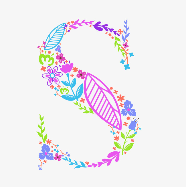 夸张撞色创意花朵字母s_艺术字设计_千库网