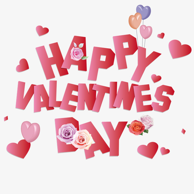 矢量粉色唯美七夕快乐英文字母艺