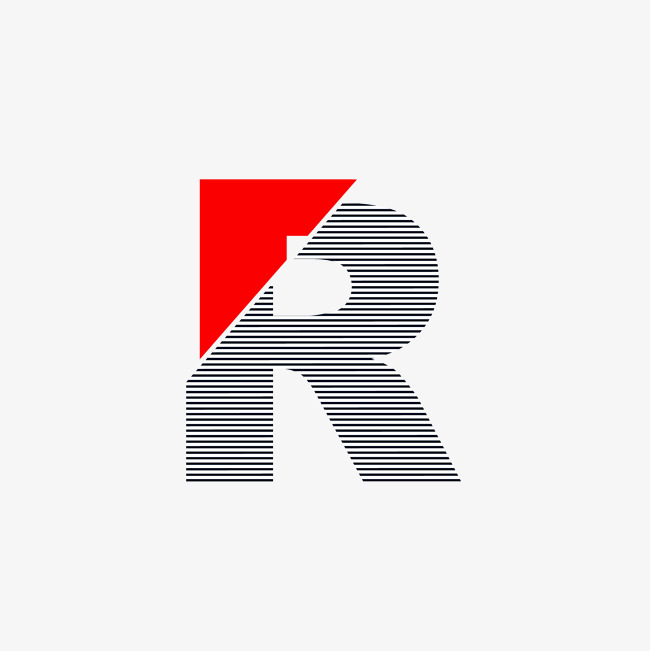 红与黑切割状条纹时尚字母r