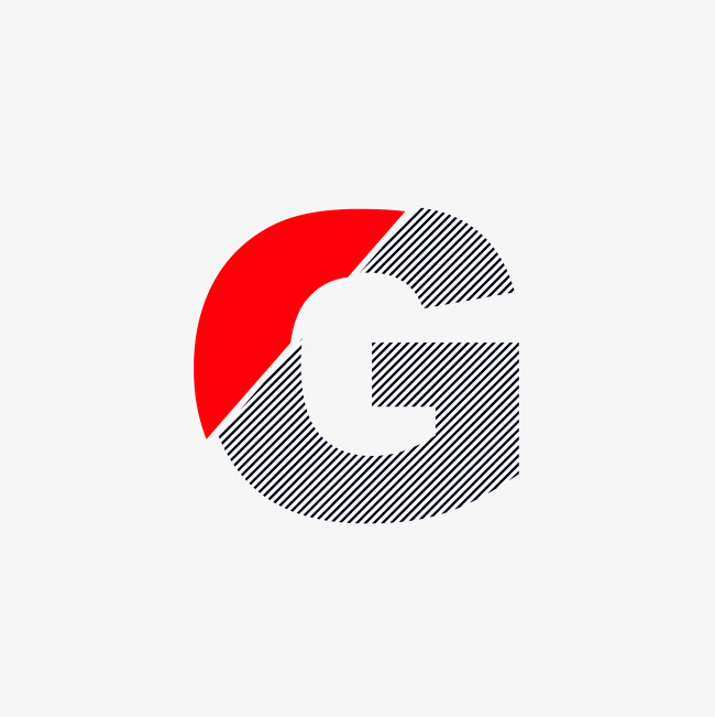 红与黑切割状条纹时尚字母g_艺术字设计_千库网