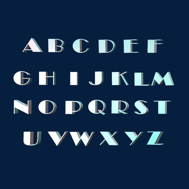 粉蓝 渐变 字母 校园 教育 英语 26字母 立体 简约_艺术字设计_千库网