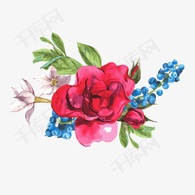 鲜花花簇矢量图下载美丽花簇鲜花花簇卡通插图创意卡通插图