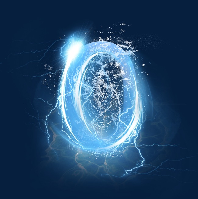 蓝色水晶电水数字0_艺术字设计_千库网