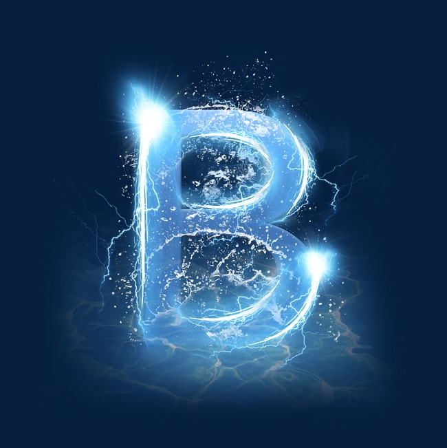 蓝色水晶电水字母b