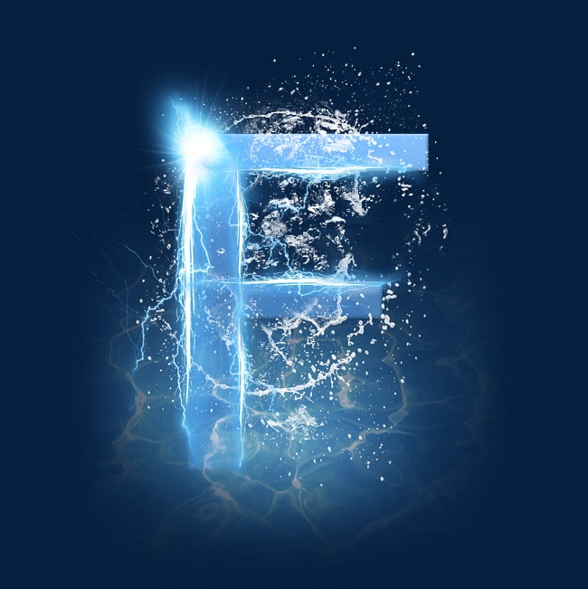 蓝色水晶电水字母f_艺术字设计_千库网