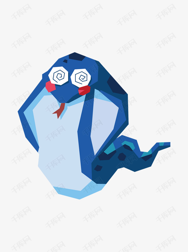 卡通几何大蛇可商用元素