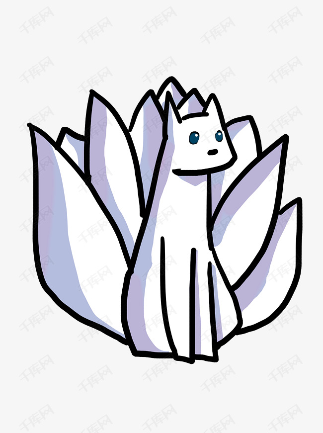 中元节鬼节q版漫画风格九尾狐