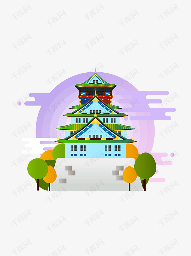 日本大阪大阪城矢量元素