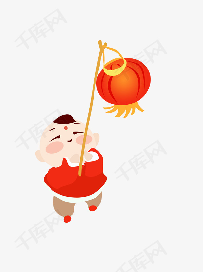 举着灯笼的卡通孩童元素素材图片免费下载_高清psd_千库网(图片编号