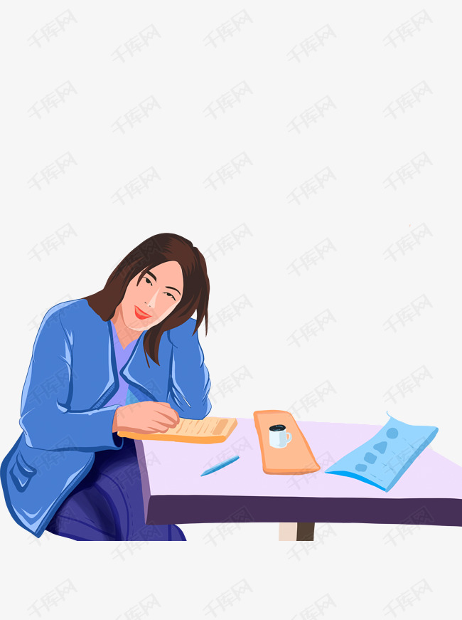 坐着算账的女人元素素材图片免费下载_高清psd_千库网(图片编号