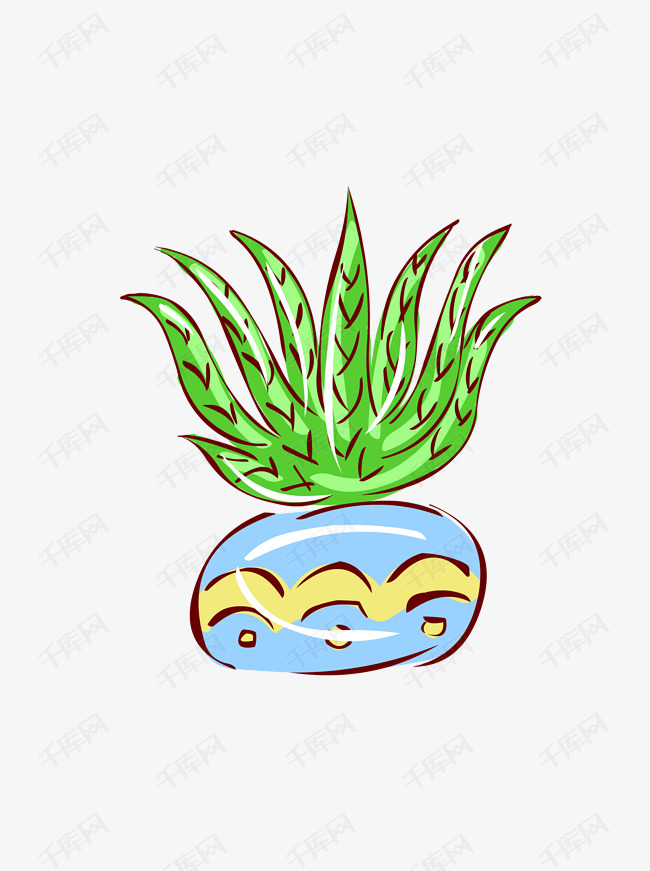 手绘花简笔画风格可爱卡通小盆栽的素材免抠卡通小盆栽小清新植物卡通