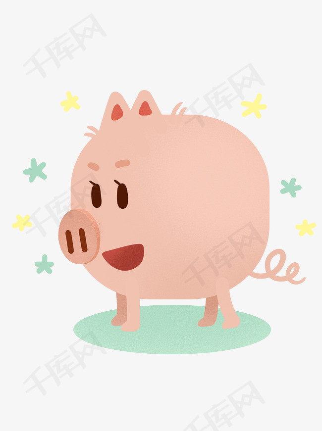 小猪可爱粉红猪年2019新年卡通动物生肖