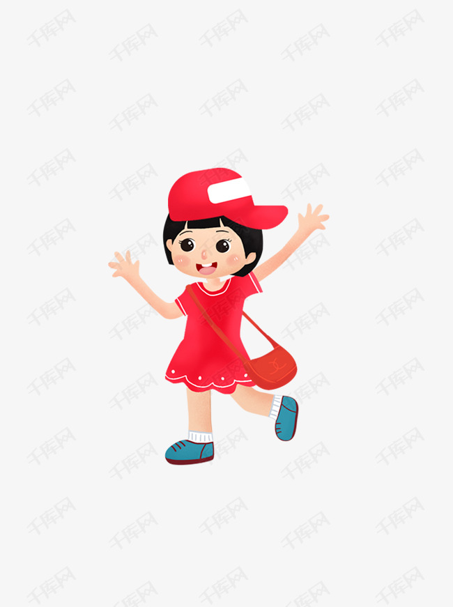 的可爱小女孩人物元素的素材免抠小女孩元素人物素材红裙子儿童卡通