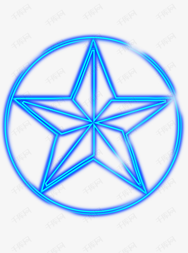 蓝色科技光五角星发光商用素材