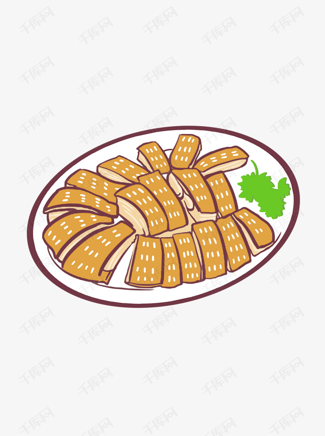 卡通美食白切鸭肉鹅肉鸡肉可商用元素