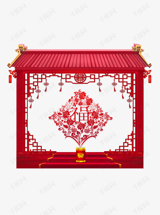新年喜庆团圆新春喜庆古风房子元素