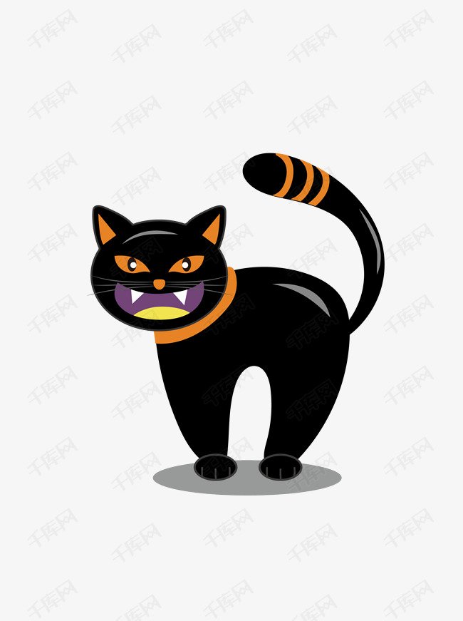 卡通可爱万圣节搞怪黑猫插画矢量元素