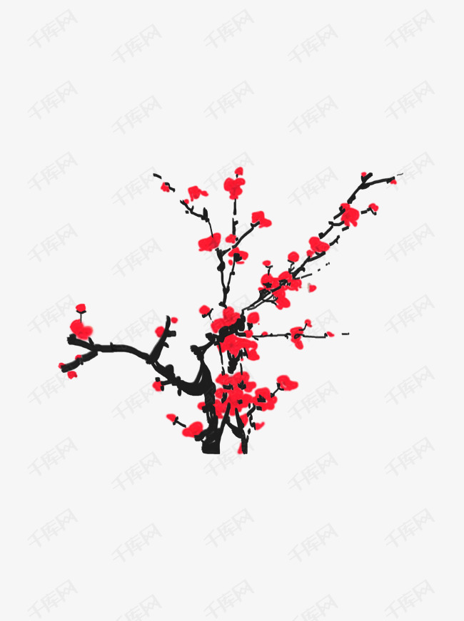 手绘水墨梅花海报素材装饰图案