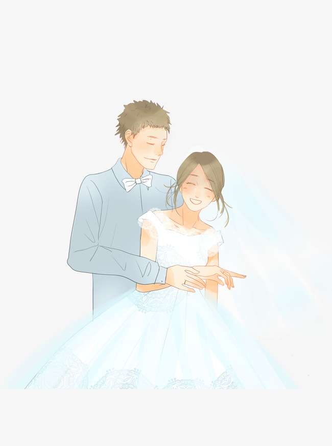 卡通唯美拍婚纱照的情侣人物设计素材图片免费