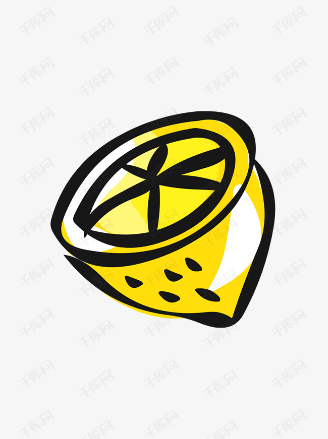 食物元素手绘可爱卡通水果柠檬