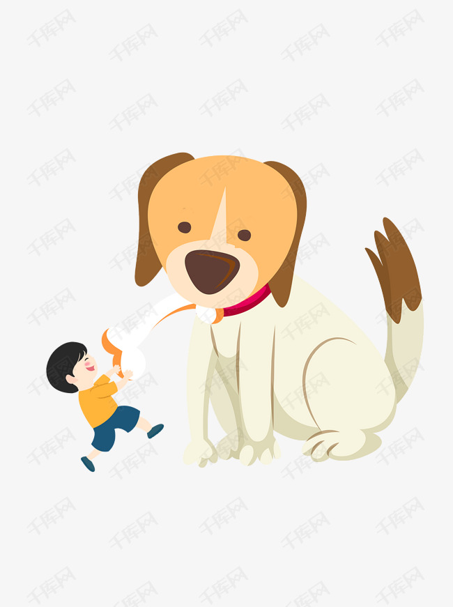给狗狗喂骨头的小男生可商用元素