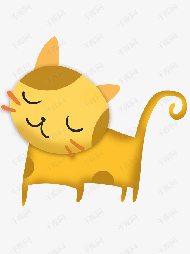 可爱黄色猫咪装饰元素