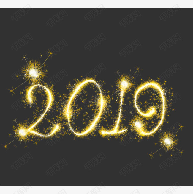 卡通手绘烟花2019新年元素