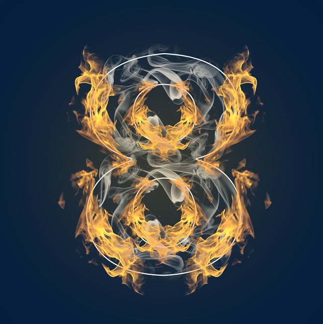 炫酷火焰烟雾光效数字8