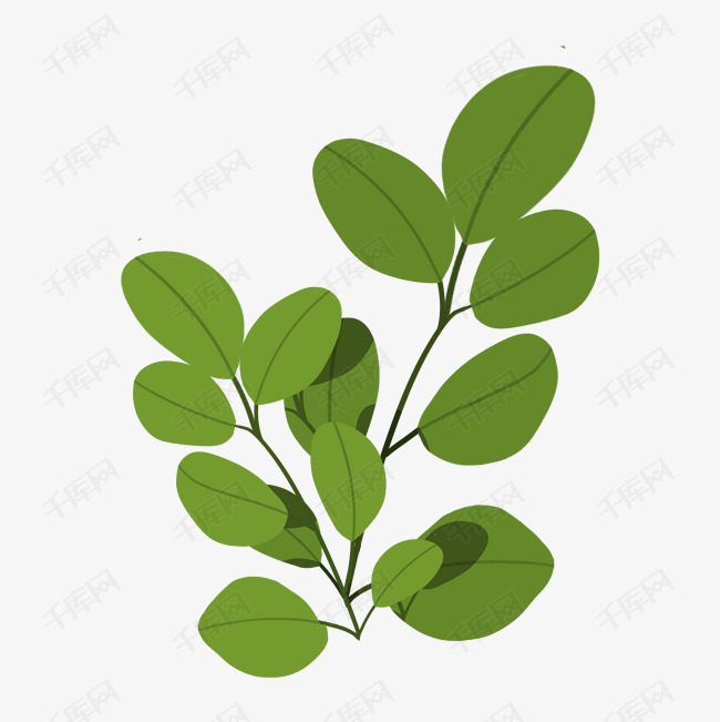 手绘扁平绿色叶子
