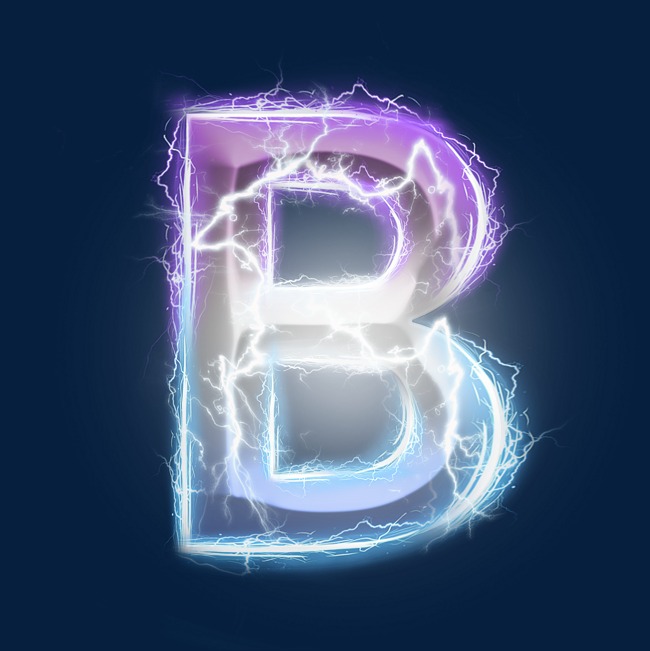 炫酷紫色蓝色闪电字母b
