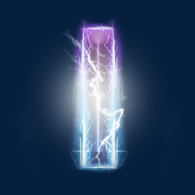 炫酷紫色蓝色闪电字母i_艺术字设计_千库网