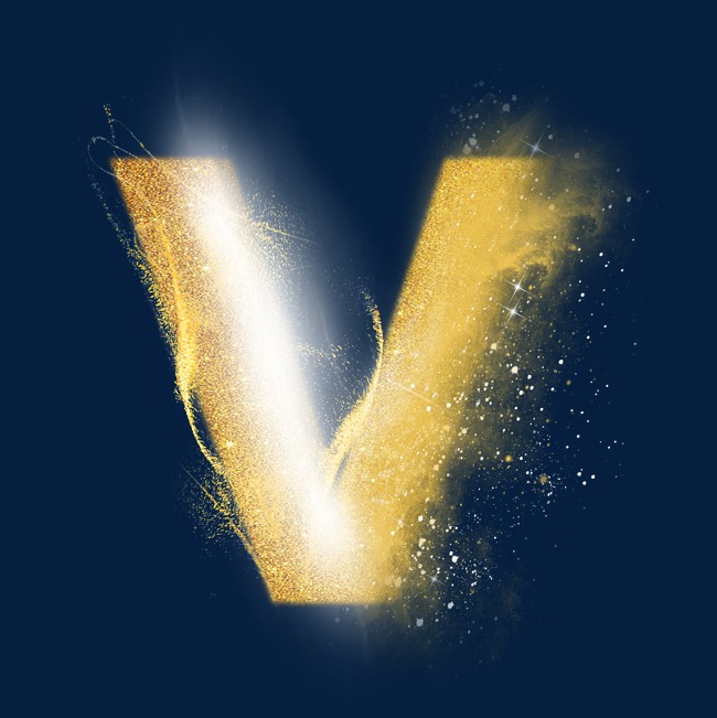 炫酷金色沙子光效字母v_艺术字设计_千库网