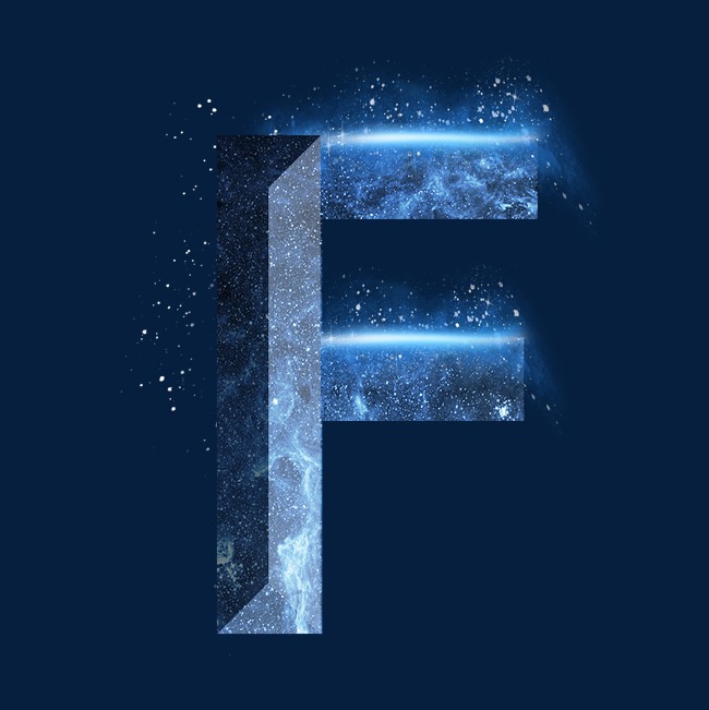炫酷蓝色星空星辰字母f