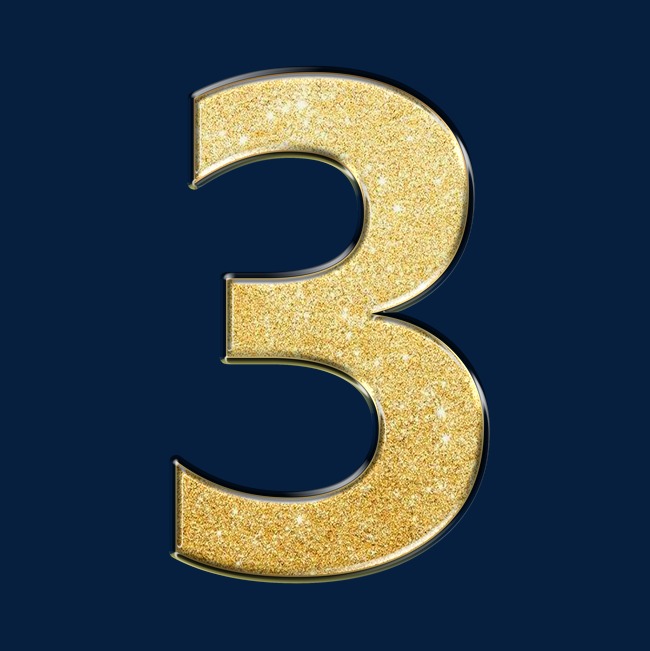 创意黑金金沙psd数字3_艺术字设计_千库网