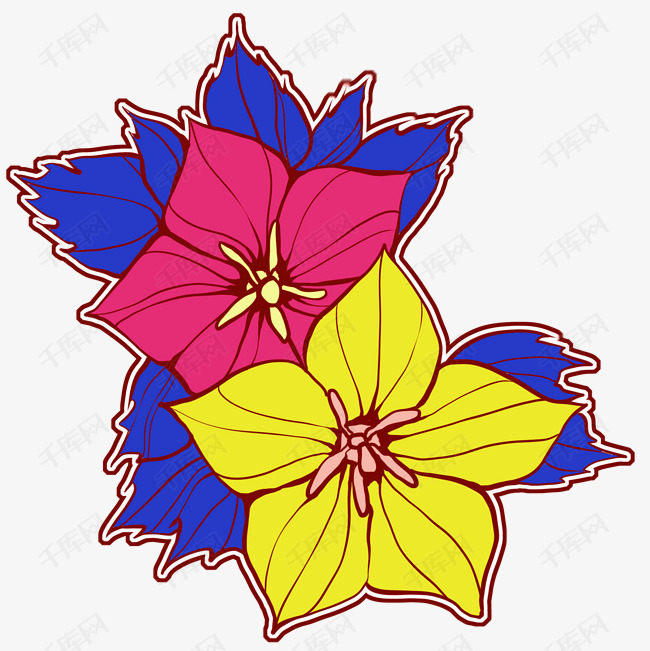 手绘彩色花朵插画