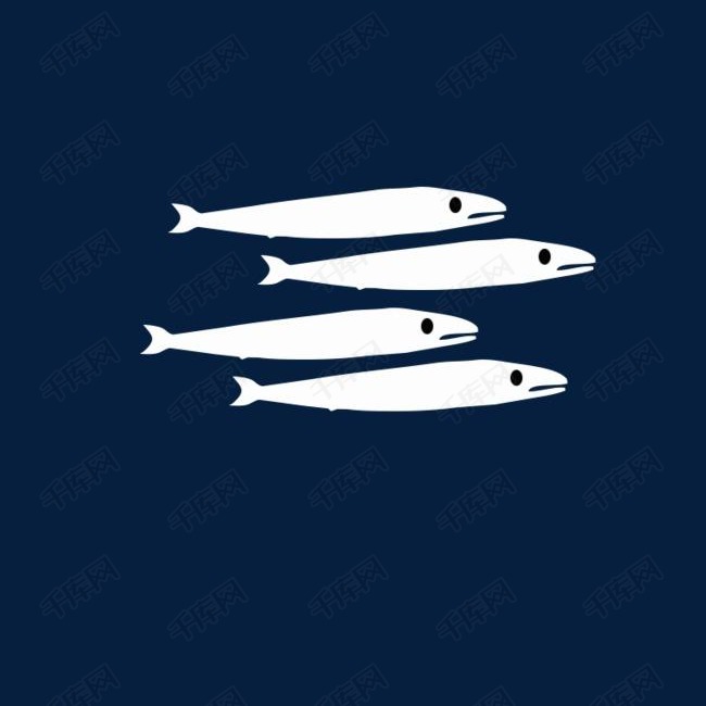 小银鱼小鱼仔矢量图