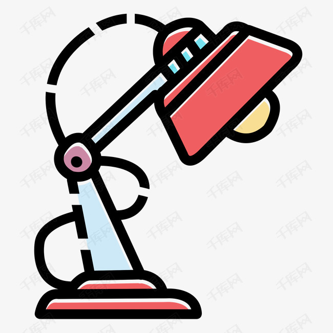 一盏红色的动漫台灯免抠图