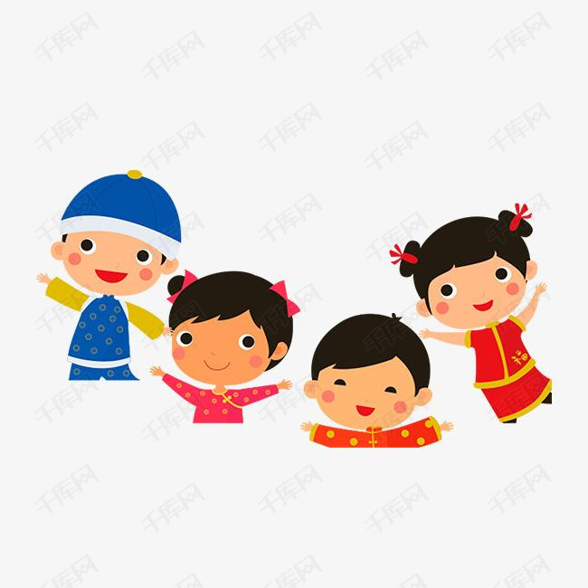 一群穿着中国传统汉服的小朋友