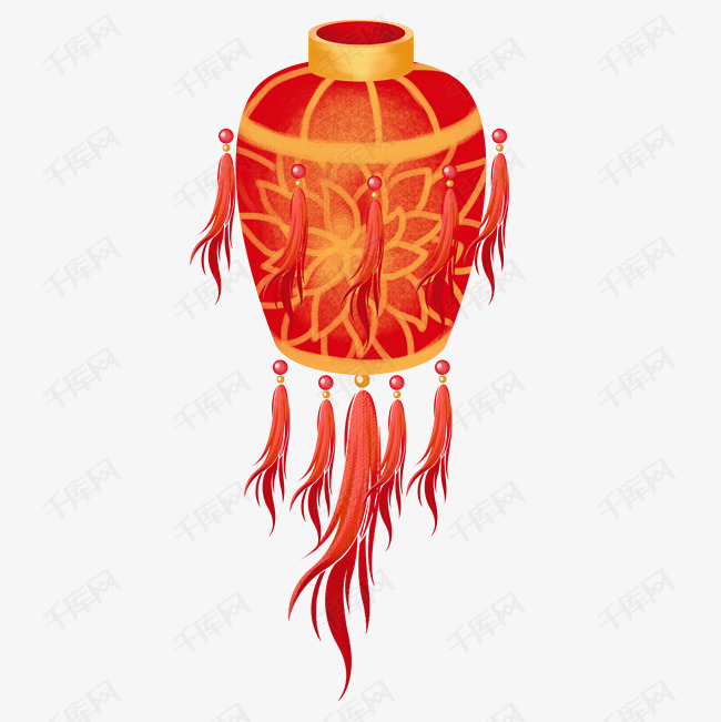 卡通元宵节装饰灯笼图案之穗子灯笼