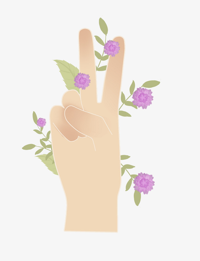 小清新藤蔓数字2手指