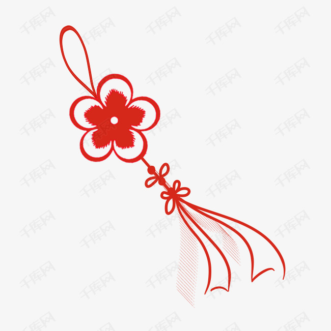 喜庆红色中国结手绘装饰