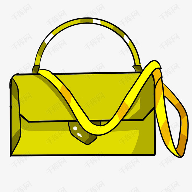 黄色手绘单肩包元素