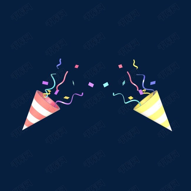 c4d立体礼炮礼花装饰彩带