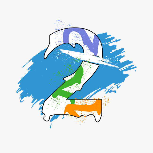 创意涂鸦白色psd数字2