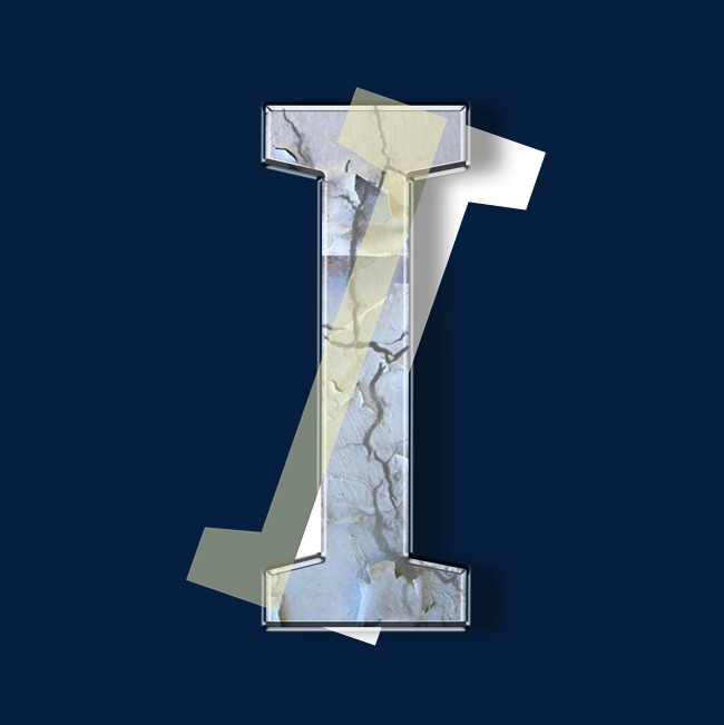 破旧裂纹墙壁psd字母i_艺术字设计_千库网