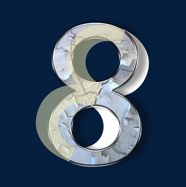 破旧裂纹墙壁psd数字8_艺术字设计_千库网