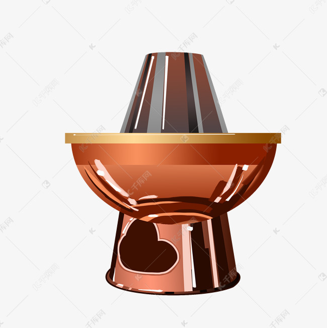 黄色的铜火锅插画