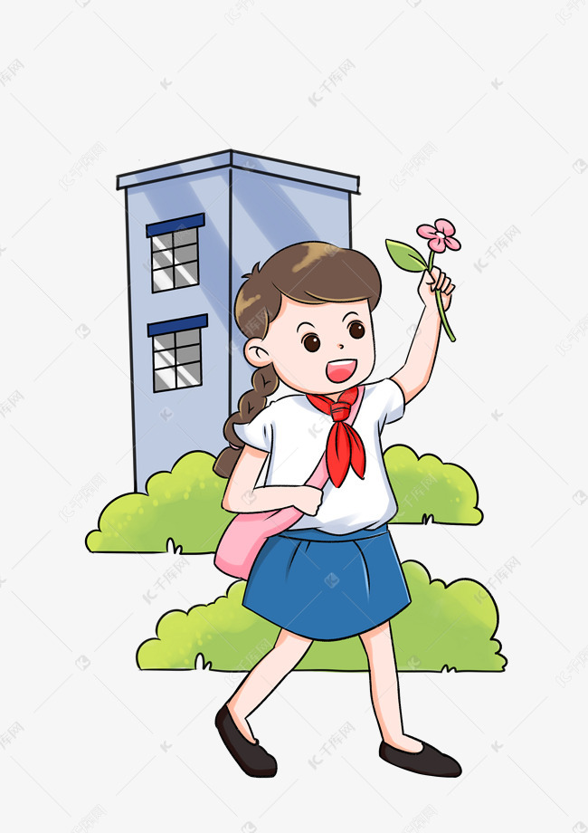 校园系列校服卡通女孩手绘插画