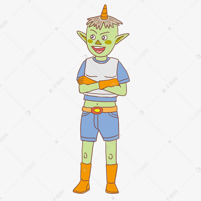 万圣节开心的小妖手绘卡通